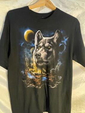 Unbranded Men's Black Wolf Graphic Tee - Black